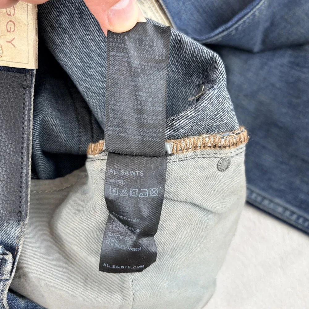 AllSaints Stanton Iggy‎ Slim Fit Jeans Blue Wash Men 28x28 Button Fly NWT $199